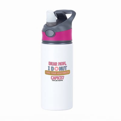 Hacebo® - Dear mom I donut waterfles met rietje roze - Moeder - mama - verjaardagscadeau - verjaardag - cadeau voor mama - cadeau - kado - geschenk - gift - mama artikelen - moederdag - water fles - 650ML