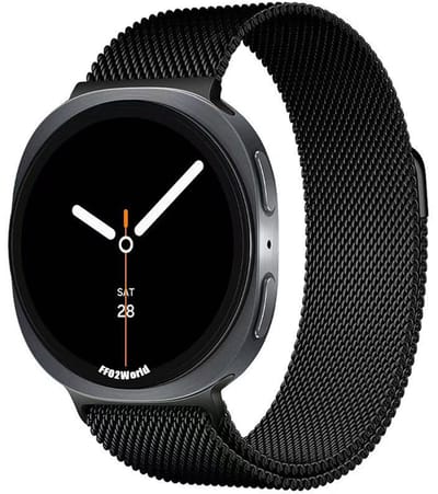 Stravo Milanese magnetisch bandje – Geschikt voor Samsung Galaxy Watch 9 (40/44mm) / Watch 8 (40/44mm) / 8 Classic (46mm) – Luxe Milanees Horlogebandje – Zwart