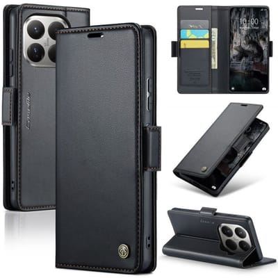 CaseMe Wallet Case met RFID Bescherming Kaarthouder en Magneetsluiting voor Xiaomi 15T Pro _ Zwart