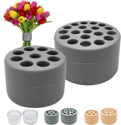 Spiraal Ikebana Stem Holder, Bloemarrangeur Twist Boeket Houder Herbruikbare Bloemen Raster voor VaseWedding Boeket Houder (Grijs)