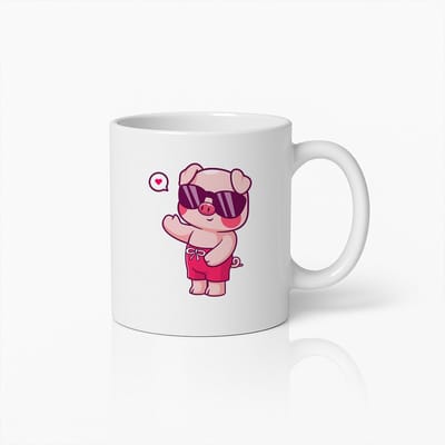 Coole Varken Met Zonnebril Mok – Grappige Zomer Strand Dieren Koffiebeker