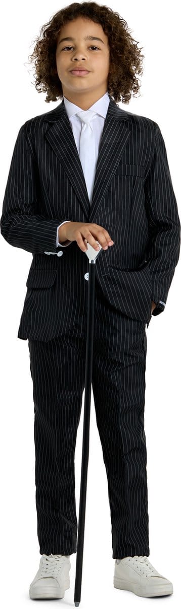 Suitmeister Gangster - Jongens Pak - Carnavalskleding - Halloween Kostuum - Verkleedkleding - Zwart - 4-6 jaar - Maat S