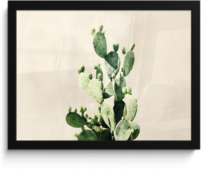 Poster in lijst - Fotolijst 40x30 cm - Posters - Cactus - Groen - Minimalistisch - Posterlijst zwart - Decoratie - Wanddecoratie woonkamer - Muurdecoratie slaapkamer