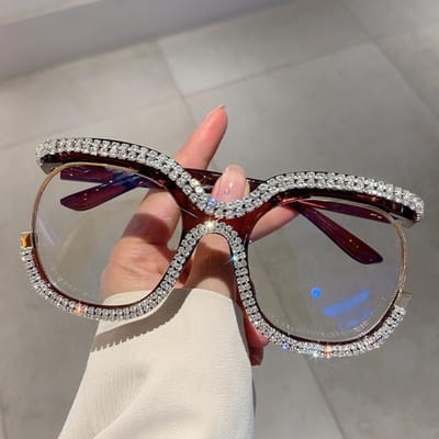 Monture de lunettes optiques en diamant surdimensionnée vintage Hibou Femmes Marque de luxe Designer Lunettes rétro Tendance Mode