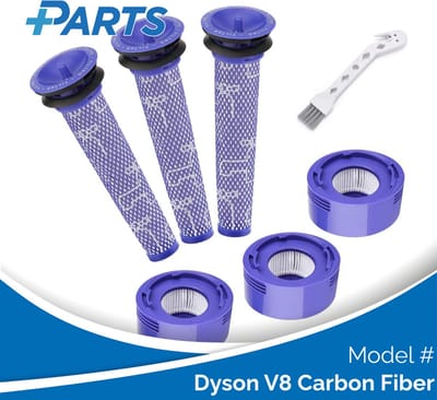 Dyson V8 Carbon Fiber Filters (7 Stuks, Plus.Parts® alternatief voor 965661-01 / 967478-01)