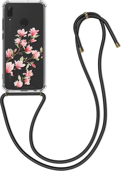 kwmobile telefoonhoesje geschikt voor Huawei P Smart (2019) - Hoesje met telefoonkoord - Back cover voor smartphone - Case in poederroze / wit / transparant