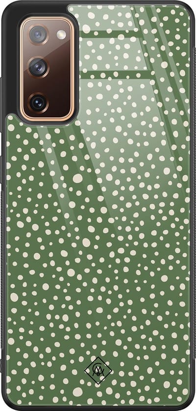 Casimoda® hoesje - Geschikt voor Samsung Galaxy S20 FE - Green Dots - Luxe Hard Case Zwart - Backcover telefoonhoesje - Groen