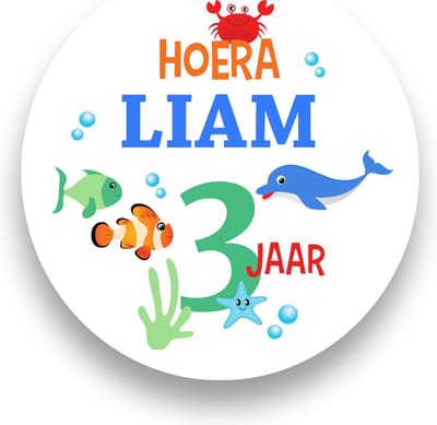 Traktatie Stickers Met Naam en Leeftijd - Diep in de Zee - Gepersonaliseerd - Sluitstickers - Kinderfeest Traktatie - Uitdelen - Uitdeeltraktatie - Traktatiestickers Pimp Studio