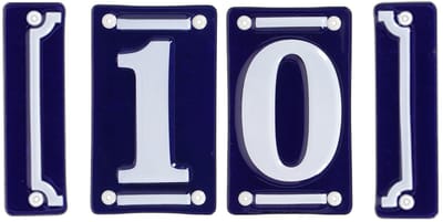 Best for Boots huisnummer 10 met sierrand - Oudhollands - emaille - blauw/wit