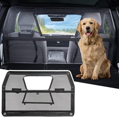 Hondenhek voor auto - Beschermingsnet scheidingsnet - Veilig reizen met hond - Universeel kijkvenster - 132 x 79 cm - Zwart