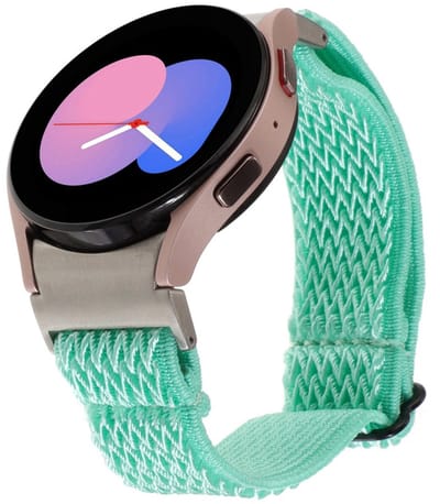 Nylon bandje - geschikt voor Samsung Galaxy Watch 7 (40 & 44mm) / Watch 6 (Classic) / Watch 5 (Pro) / Watch 4 (Classic) / Watch FE - gewoven nylon - mintgroen