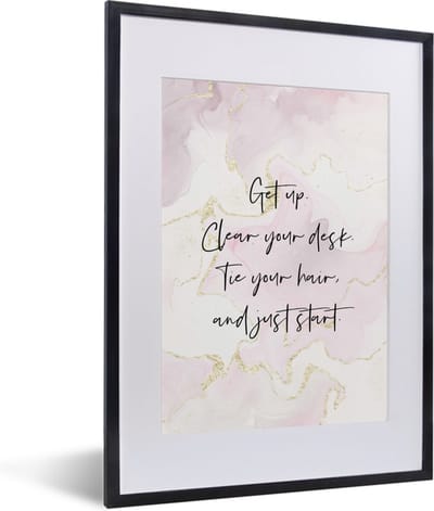 Fotolijst incl. Poster - Bureau - Student - Motivatie - Quotes - Marmer - 30x40 cm - Posterlijst