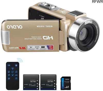 RFWR® Full HD 1080P Videocamera met 18x Zoom, Nachtzicht en 270° Draaibaar Scherm