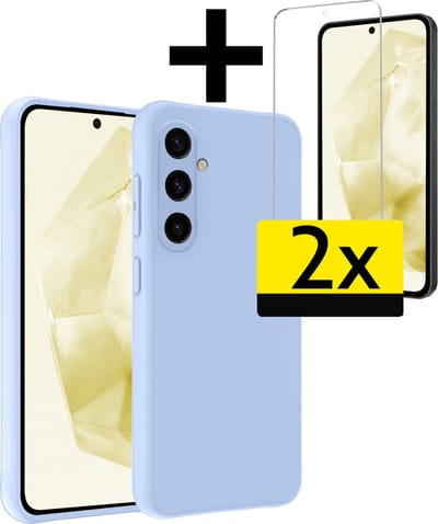 Hoesje - Met 2x Screenprotector - Geschikt voor Samsung Galaxy A35 - Sterk & Shockproof - Back Cover - Siliconen Case - Telefoon Hoes - Telefoonhoesjes - Lichtblauw