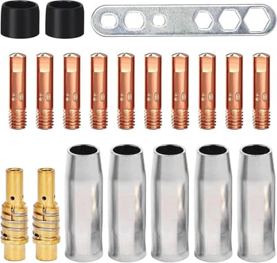 JGS Premium - Lasaccessoires Slijtageonderdelen Set - MIG/MAG Lasbranderset - Gasmondstukken - Stroommondstukken - Isolator - 20 Stuks