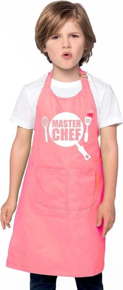 Master chef keukenschort - voor kinderen - roze - jongens en meisjes - Koken - Cadeau - kleine hulpjes