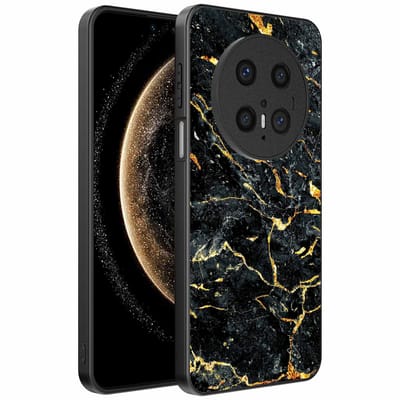 Geschikt voor Huawei Mate 70 Telefoonhoesje met Zwart Goud Marmer Opdruk - TPU Backcover Case Black Gold Marble Design - Zwart Goud - Smartphonica geschikt voor Huawei Mate 70