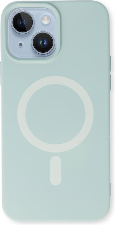 Casemania Hoesje Geschikt voor Apple iPhone 14 - Turquoise - Magnetische Siliconen Back Cover