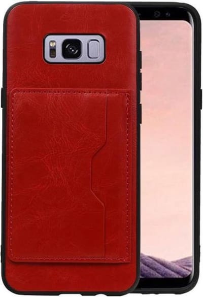 Staand Back Cover met 1 Pasjeshouder Hoesje Geschikt voor Samsung Galaxy S8 Rood