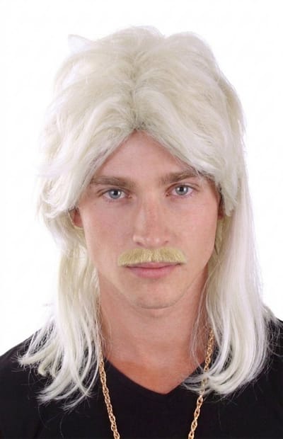 KIMU® Mullet Pruik Licht Blond Matje - New Kids 80's Rocker Redneck Eighties Festival
