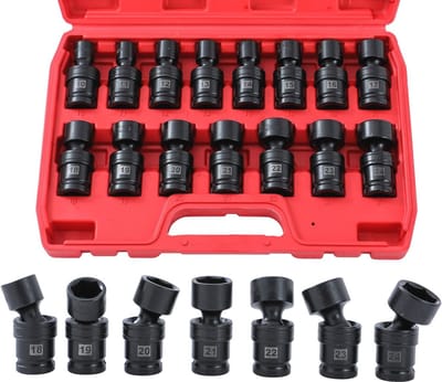 Dopsleutelset 1/2 inch - 15-delig, metrisch, 10-24 mm, 360° draaibaar, CR-MO staal