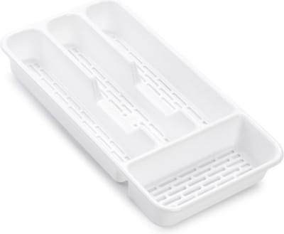 Plasticforte Bestekbak - 2x stuks - 4-vaks - wit - 33 x 18 x 4 cm - bestekhouders