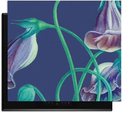 KitchenArt - Midnight Bloom – Inductie Beschermer - 52x35 cm - Kookplaat Beschermer - Luxe Afdekplaat Inductieplaat - Anti-slip & Oprolbaar - Beschermmat Inductiekookplaat