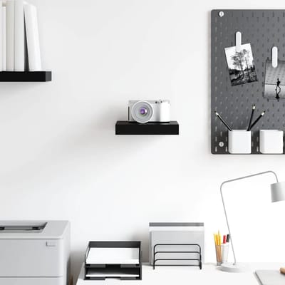 vidaXL - Wandschap - zwevend - 23x23,5x3,8 - cm - MDF - hoogglans - zwart