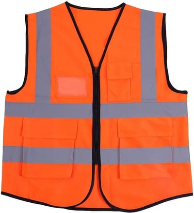 Veiligheidsvest met Reflecterende Eigenschappen, Ademend Netmateriaal voor Bouwvakkers en Wandelaars, Ideaal voor Zichtbaarheid en Bescherming (Oranje)
