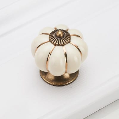 Pompoen Keramische Handgrepen 40mm Ladeknoppen Kastdeurtrekkers Meubelhandgreep beige