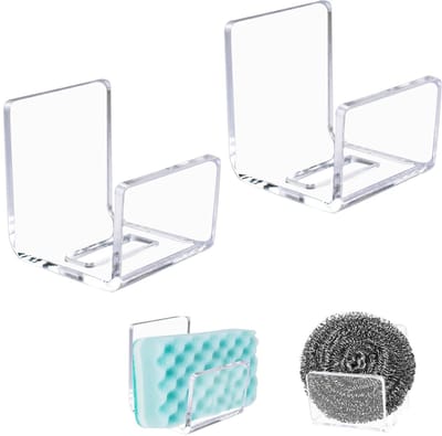 Dailygoods- Sponshouder - Zelfklevend - Acryl - 2 Stuks - Roestvrij - Keuken Accessoires - Ventilatie en Afvoer - Sponsrek