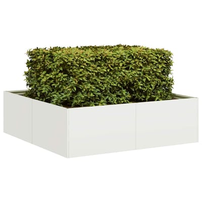 vidaXL - Plantenbak - 100x100x30 - cm - staal - wit