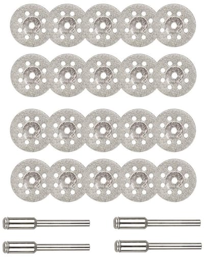 22mm Diamant Snijschijven Set van 20 Stuks met 4 Stuks 3mm Mandrel voor Dremel Gereedschap voor Edelstenen, Jade, Marmer en Keramiek Snijden