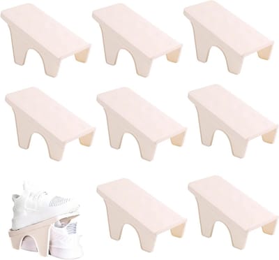 Organizer voor schoenenopslag, 8 stuks, dubbellaagse schoenenstapelaar voor hal en slaapkamer, ideaal voor kleine schoenmaten en ruimtebesparing