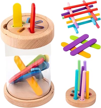 Kleursorteer Speelgoed - Houten Puzzel - Vroege Ontwikkeling - Stimuleert Fijne Motoriek - 12 x 8 x 8 cm - Multicolor
