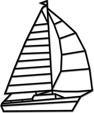 Hout-Kado - zeilboot - Medium - Zwart - Geometrische dieren en vormen - Houten Wanddecoratie