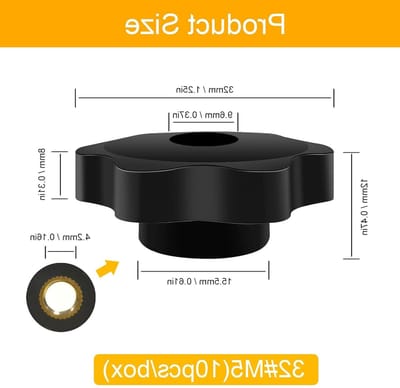 M5 Moeren Set van 10, Knurled Schroef met 32 mm Buiten Diameter, Geschikt voor Machines, Fitness Apparatuur en Meubels