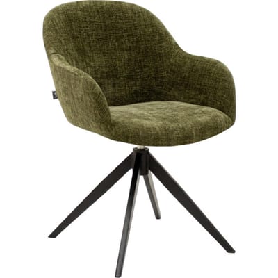 KICK® MATT Draaibare Eetkamerstoel – 360° Auto-Return – Met Armleuningen – Textuurstof – Groen