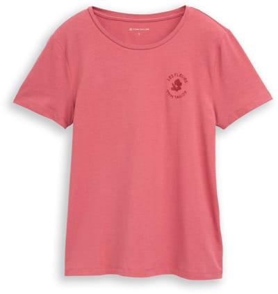 Tom Tailor - T-shirt met bloemenborduursel - Maat XXL - cozy pink