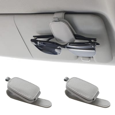 Tweedelig set - Brilmontuur - Past op de zonneklep van de auto - Magnetische brillenclip - Grijs