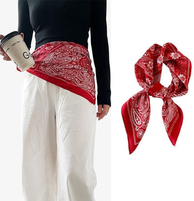 Zijden sjaal-stijl zijden sjaal voor dames - Kleurblokkenprint - Fris en delicaat - Decoratieve shawl over shirts L7386 - Rood 70*70 CM