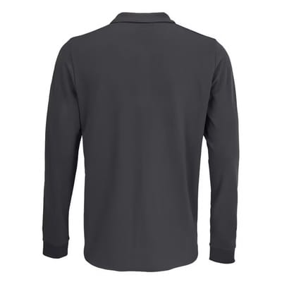 SOLS Unisex poloshirt met lange mouwen van katoen voor volwassenen (Donkergrijs massief)