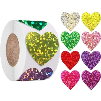 500 stuks Holografische Kleur Hart Stickers voor Muur Knutselen Klaslokaal Leraren Benodigdheden voor Kinderen Beloning Folie Ster Label Stickers