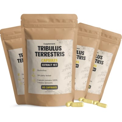 Cupplement Tribulus Terrestris Extract 5.000 mg Combideal 4x 60 Capsules - Vegan - Zonder toevoegingen - Lab getest - 60 dagen voorraad per zakje