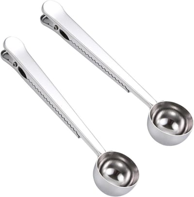 Set van 2 koffielepels van 7 inch met zakclip, ideaal voor gemalen koffie en koffiebonen, roestvrij staal en nauwkeurige maatvoering