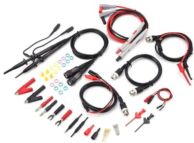 Meetsnoer Set - Sondetips Kabel - Multimeter Oscilloscoop - Vervangbare Tips - 100-120cm Lengte - Zwart