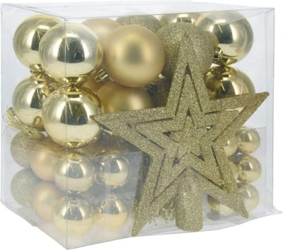Kerstballen Set met Piek Goud, 54st.