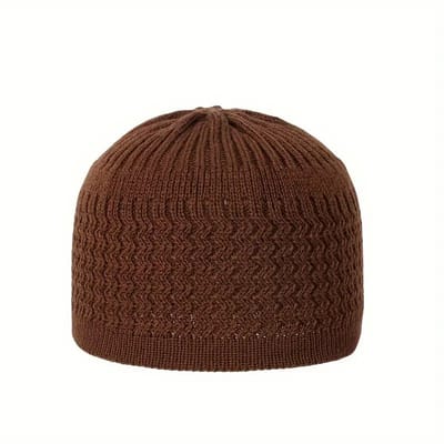 Bovista Kufi - Gebedshoed - Islam - Alhamdulillah - Islamitische Kleding - Moslim Kleding - Bruin - 3pc