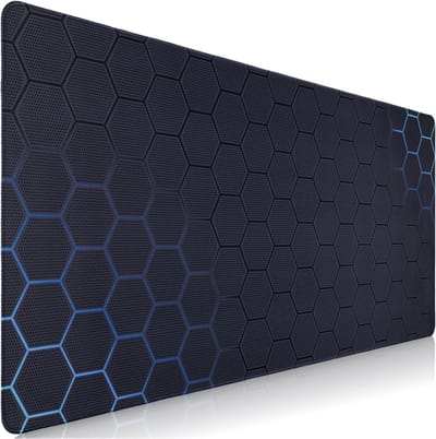 Grote Gaming Muismat 900x400mm met 2 Polssteunen en Antislip Rubber Onderkant in Blauw en Cyan