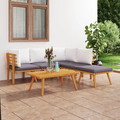 vidaXL - 6-delige - Loungeset - met - kussens - massief - acaciahout